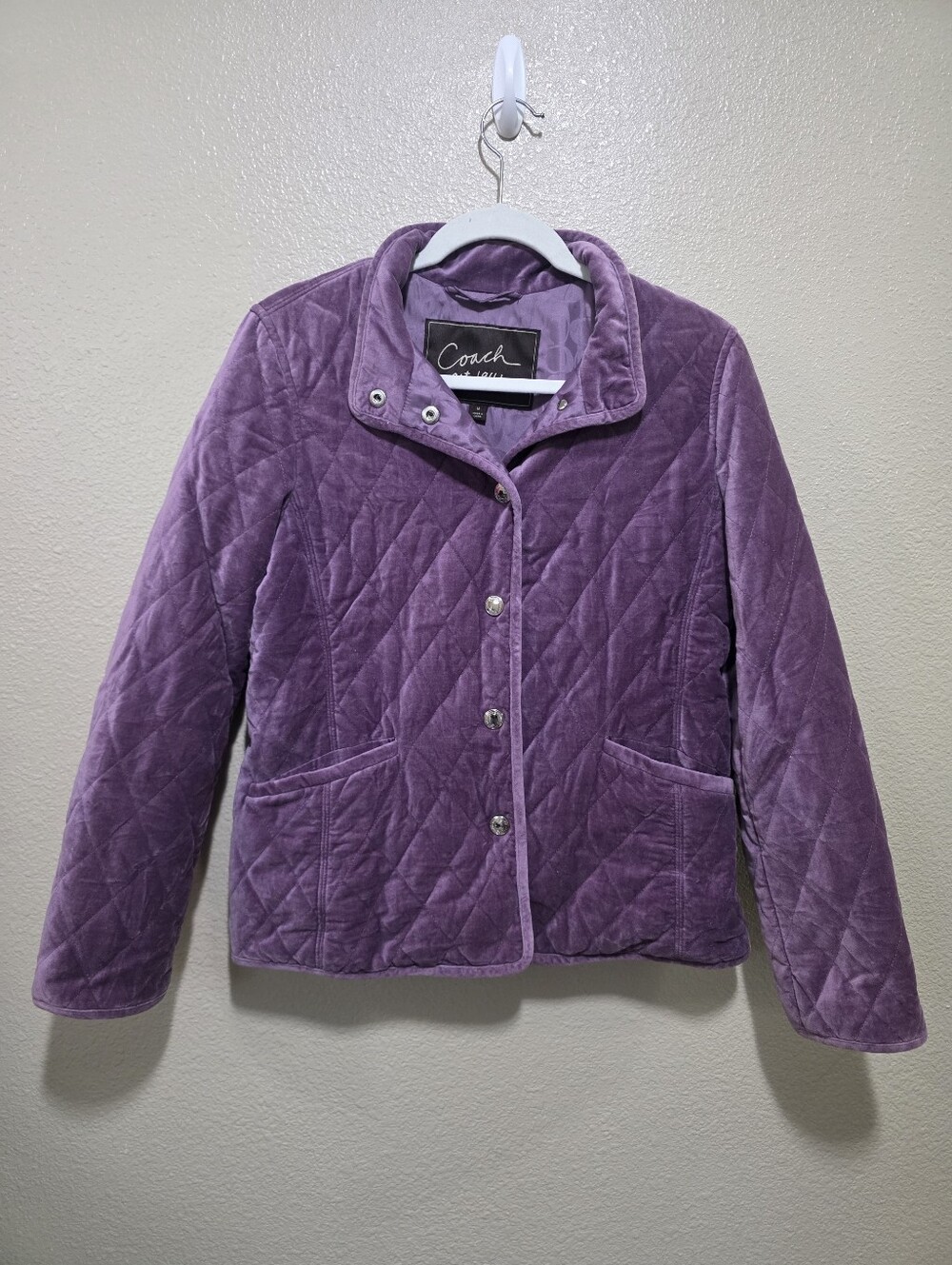 Coach Women's Quilted Velvet Jacket in Lavender Size Med - Picture 9 of 9